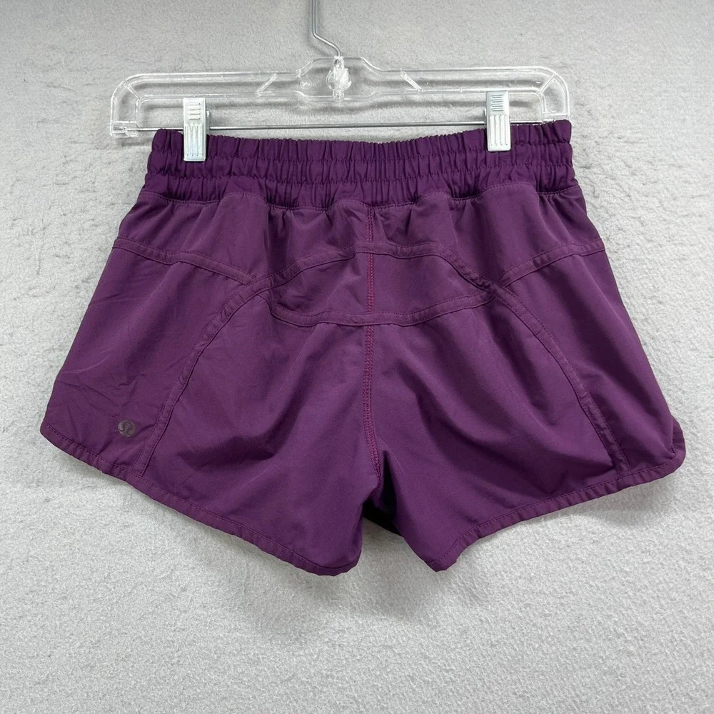 Lululemon Shorts Womens 4 Purple Zip Pocket Athletic Running Gym Training Active